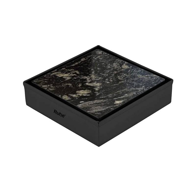 Marble-Insert Shower Drain Channel Black (4 x 4 Inches)