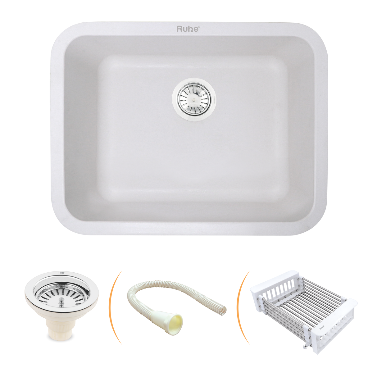 Crystal White Quartz Single Bowl Kitchen Sink  (24 x 18 x 9 inches) - by Ruhe