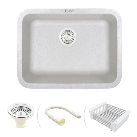 Quartz Single Bowl Kitchen Sink with Rounded Corners - Sand Pluto (24 x 18 x 9)  - 2