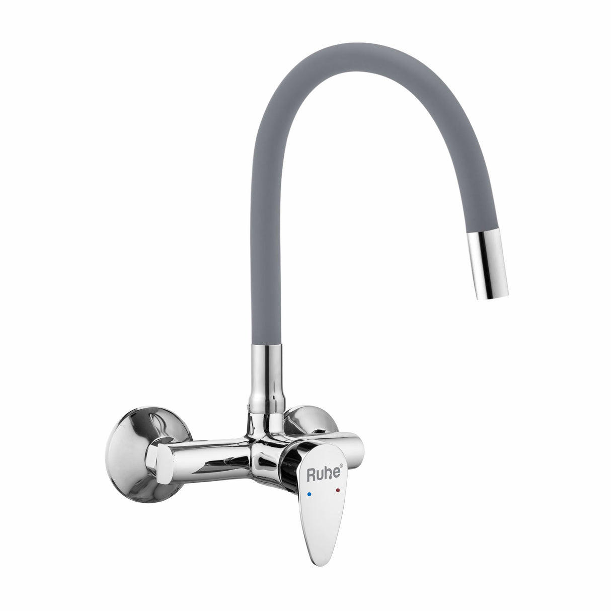 Eclipse Single Lever Wall-mount Sink Mixer Brass Faucet with Grey Silicone Spout - by Ruhe®