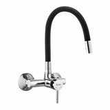 Kara Single Lever Wall-mount Sink Mixer Brass Faucet with Black Silicone Spout - by Ruhe®