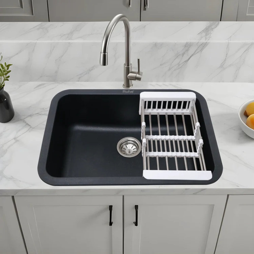 Quartz Single Bowl Coloured Round Kitchen Sink (24 x 18 x 9 Inches)