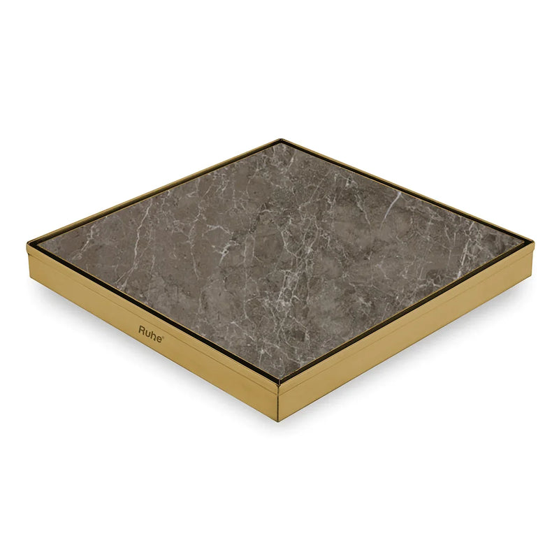 Marble Insert Shower Drain Channel (12 x 12 Inches) YELLOW GOLD PVD Coated - by Ruhe
