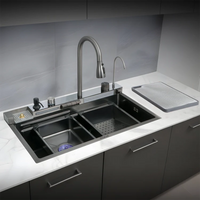 Piano 304-Grade Smart Kitchen Sink with Waterfall (30 x 18 x 9 Inches)
