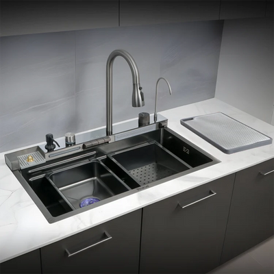 Piano 304-Grade Smart Kitchen Sink with Waterfall (30 x 18 x 9 Inches)