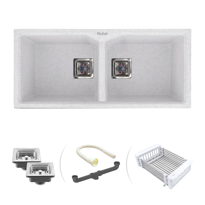Quartz Double Bowl Kitchen Sink (45 x 20 x 9 inches)