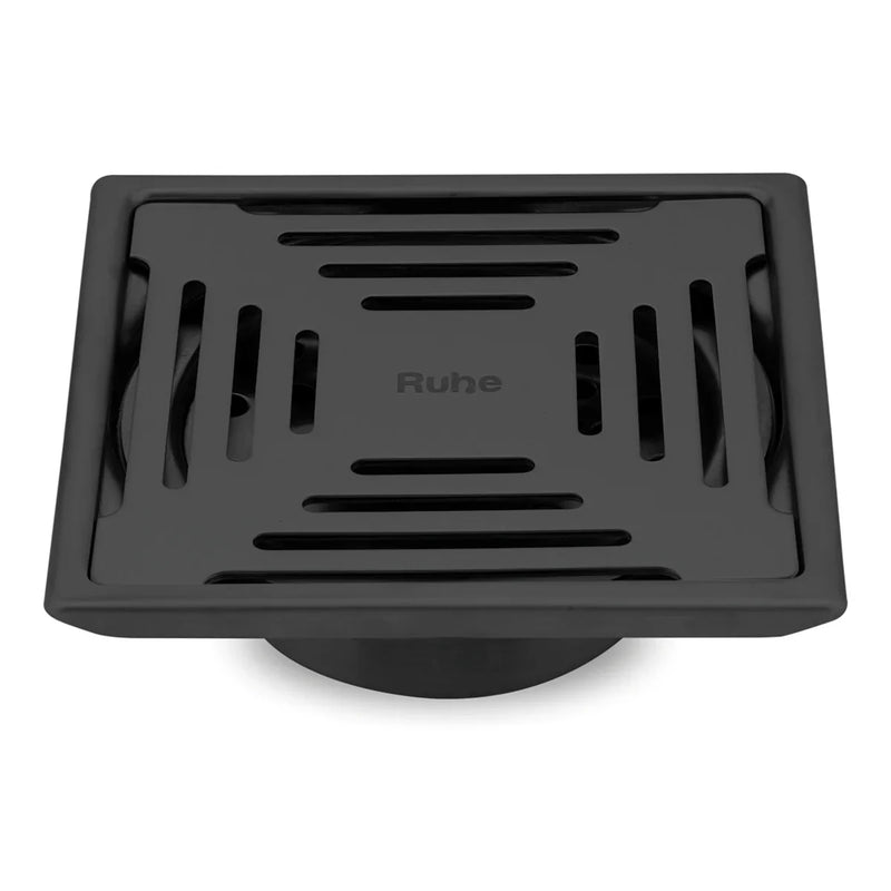 Opal Square 304-Grade Floor Drain in Black PVD Coating (6 x 6 Inches) - by Ruhe