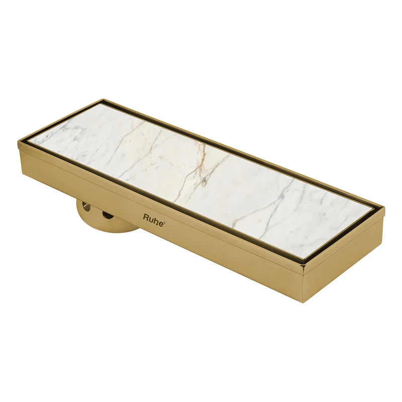 Marble-Insert Shower Drain Channel (4 Inches)