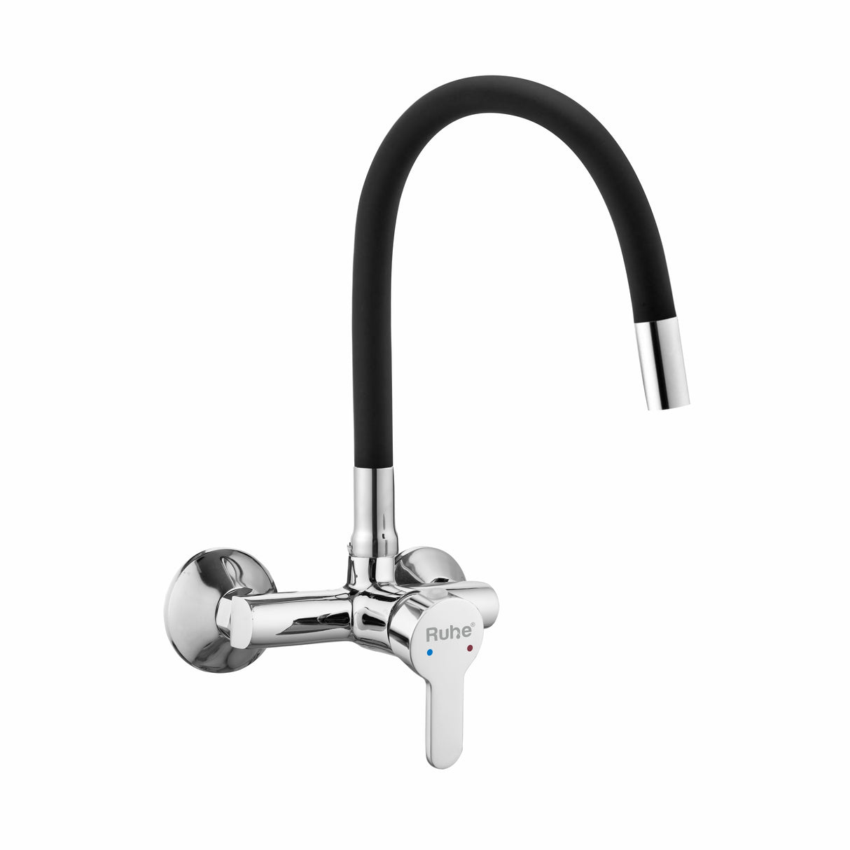 Pavo Single Lever Wall-mount Sink Mixer Brass Faucet with Black Silicone Spout - by Ruhe®