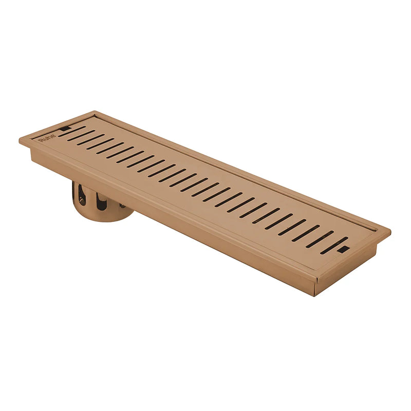 Vertical Shower Drain Channel (48 x 4 Inches) Antique Copper PVD Coated - by Ruhe