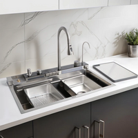 Piano 304-Grade Smart Kitchen Sink with Waterfall (30 x 18 x 9 Inches)