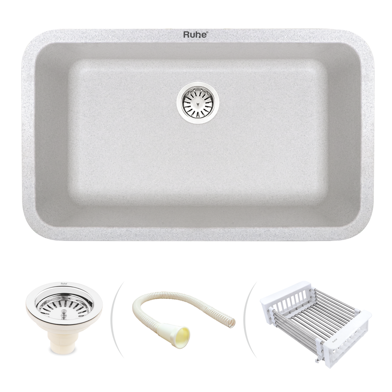 Quartz Single Bowl Sand Pluto Kitchen Sink (31 x 19 x 9 Inches)