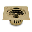 Classic Square Flat Cut Floor Drain in Yellow Gold PVD Coating (6 x 6 Inches) with Hole