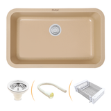 Sand Choco Quartz Single Bowl Kitchen Sink  (31 x 19 x 9 inches) - by Ruhe