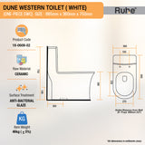 Dune One-Piece Rimless S-Trap Western Toilet / Commode (White) - by Ruhe