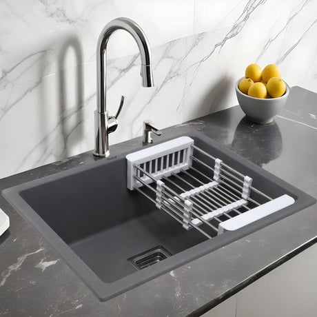 Quartz Single Bowl Kitchen Sink (21 x 18 x 9 Inches)