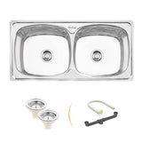 Oval Double Bowl (37 x 18 x 8 inches) Kitchen Sink - by Ruhe