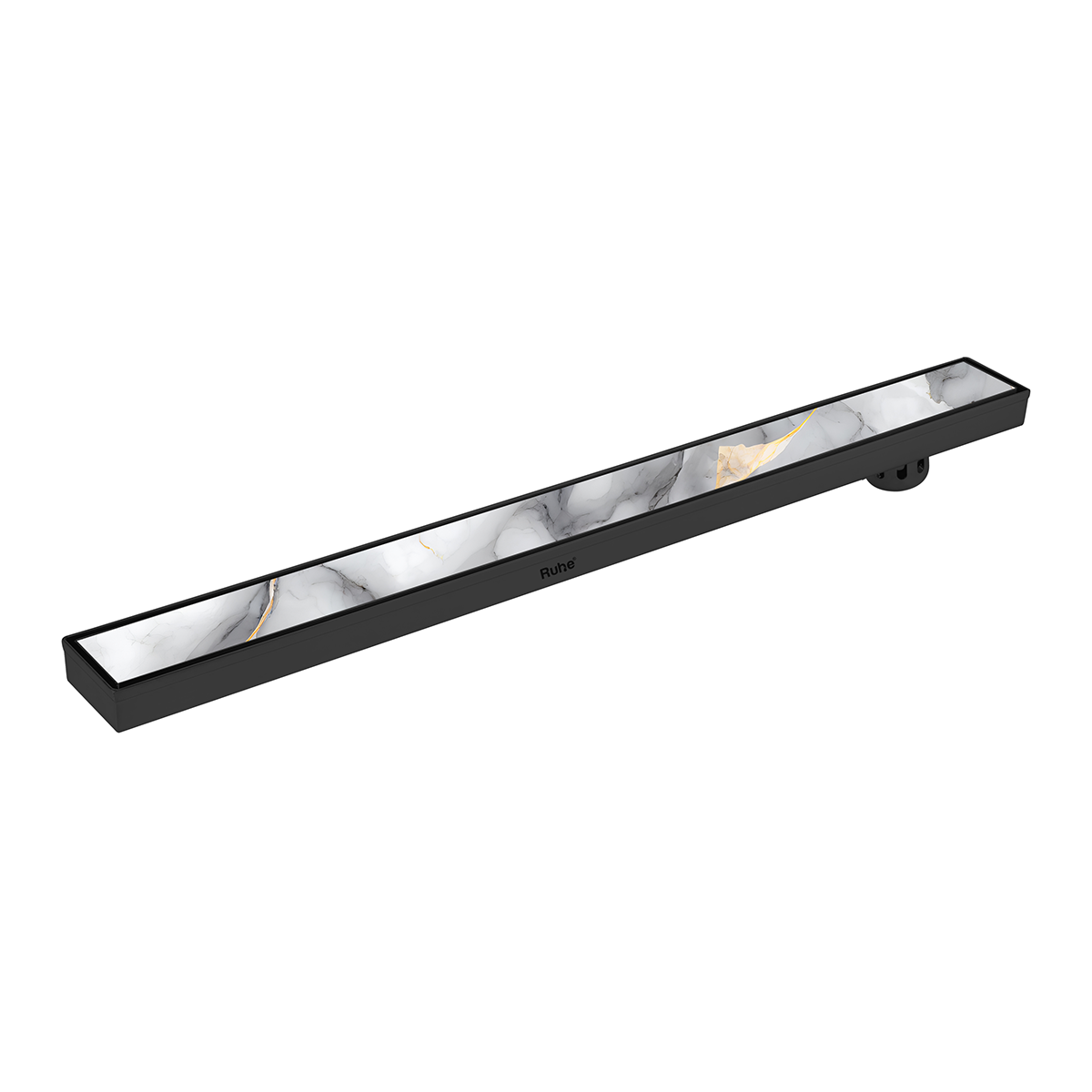 Marble Insert Shower Drain Channel (40 x 3 Inches) Black PVD Coated - by Ruhe®