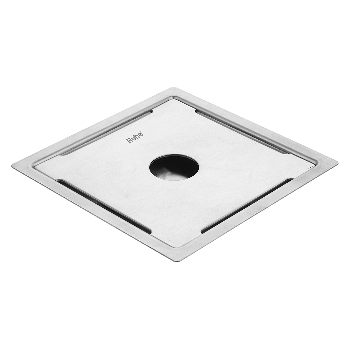 Diamond Square Flat Cut 304-Grade Floor Drain with Hole (6 x 6 Inches)  - by Ruhe