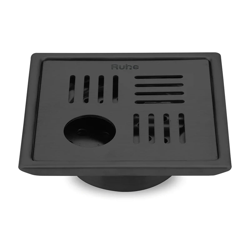 Ruby Square 304-Grade Floor Drain in Black PVD Coating (5 x 5 Inches) with Hole - by Ruhe
