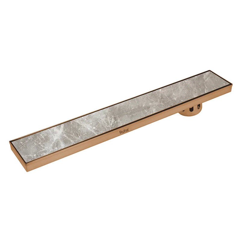 Marble Insert Shower Drain Channel (40 x 5 Inches) Antique Copper PVD Coated - by Ruhe