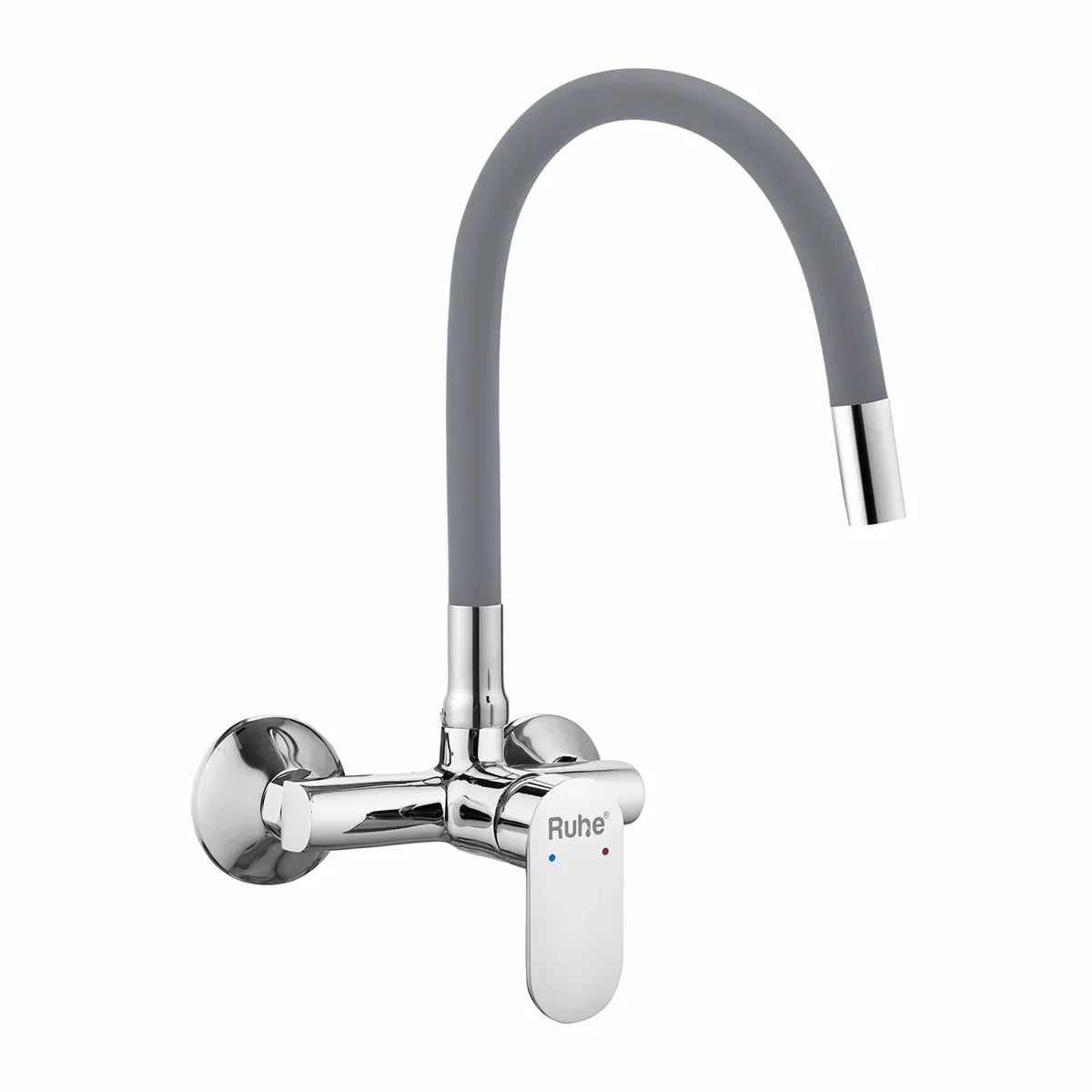 Demure Single Lever Wall-mount Kitchen Sink Mixer Tap with Coloured Silicone Spout
