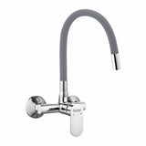 Demure Single Lever Wall-mount Kitchen Sink Mixer Tap with Coloured Silicone Spout