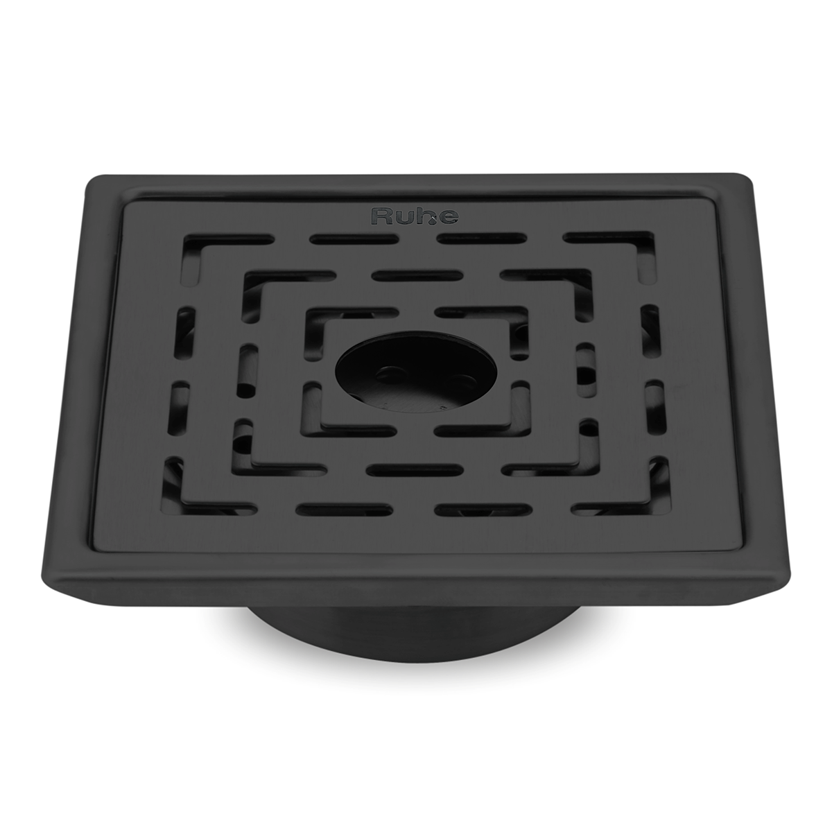 Sapphire Square 304-Grade Floor Drain in Black PVD Coating (6 x 6 Inches) with Hole - by Ruhe