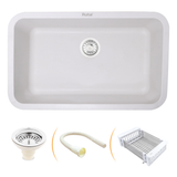 Crystal White Quartz Single Bowl Kitchen Sink  (31 x 19 x 9 inches) - by Ruhe