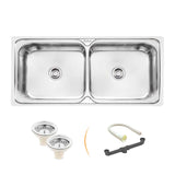 Square Double Bowl (45 x 20 x 9 inches) Kitchen Sink - by Ruhe