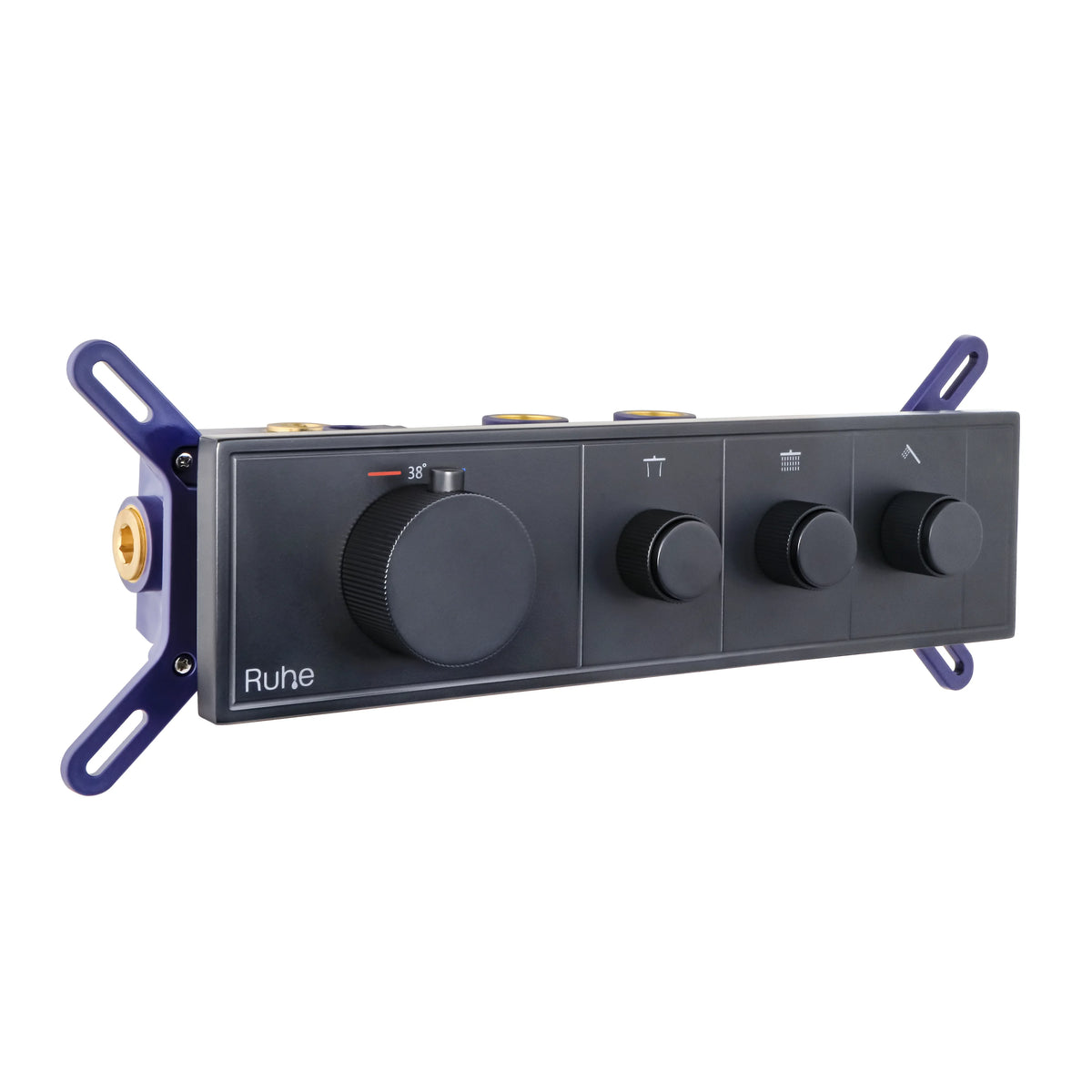 Aurora 3-Function Brass Concealed Thermostatic Diverter – Matt Black