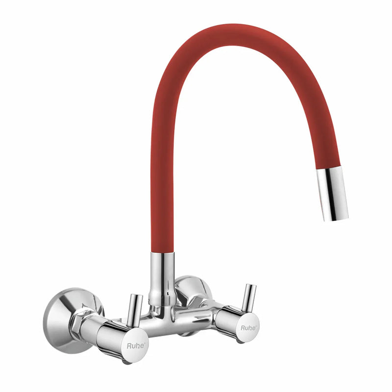Kara Sink Mixer Brass Faucet with Silicone Red Flexible Spout - by Ruhe