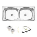 Oval Double Bowl (45 x 20 x 9 inches) Kitchen Sink - by Ruhe