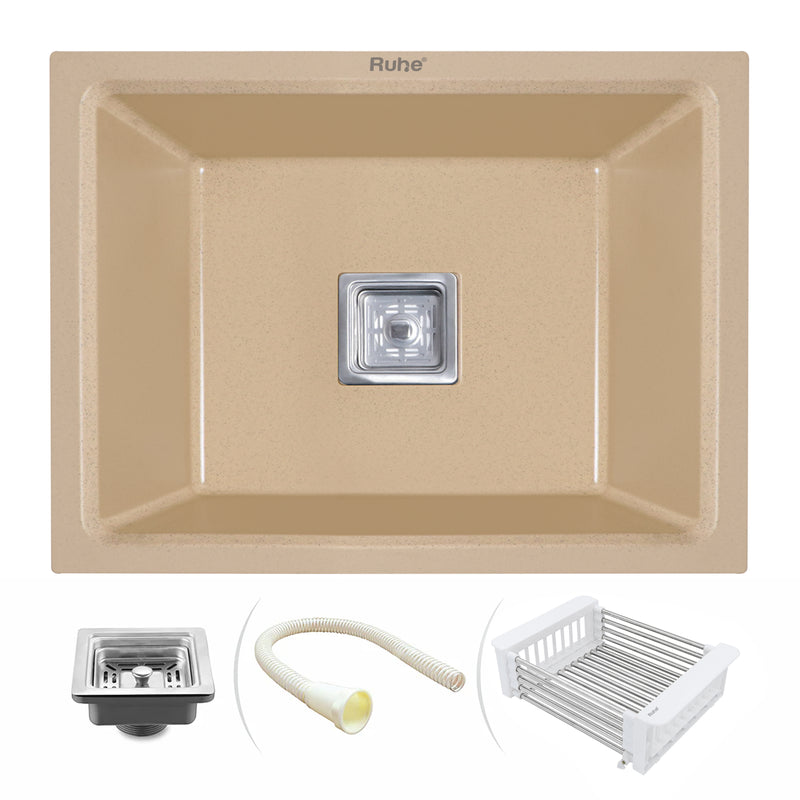 Quartz Single Bowl Kitchen Sink Coloured (21 x 18 x 9 Inches)
