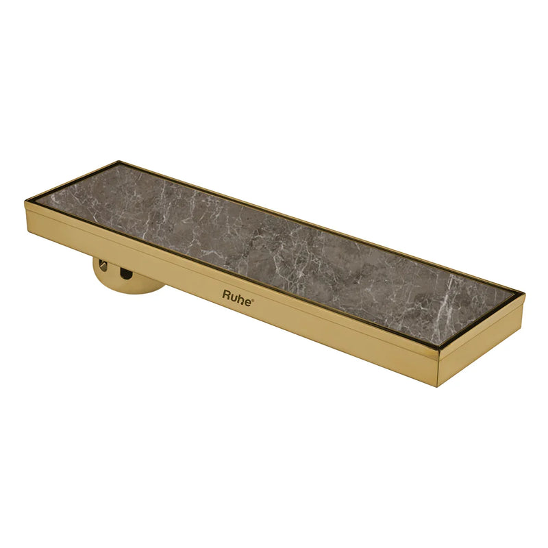 Marble Insert Shower Drain Channel (18 x 5 Inches) YELLOW GOLD PVD Coated - by Ruhe