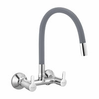 Pavo Brass Wall-Mount Kitchen Sink Mixer Tap with Flexible Silicone Spout