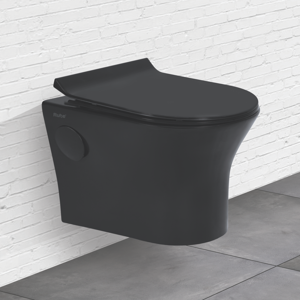 Tone Western Toilet / Commode (Wall-hung EWC) (Matte Black) - by Ruhe