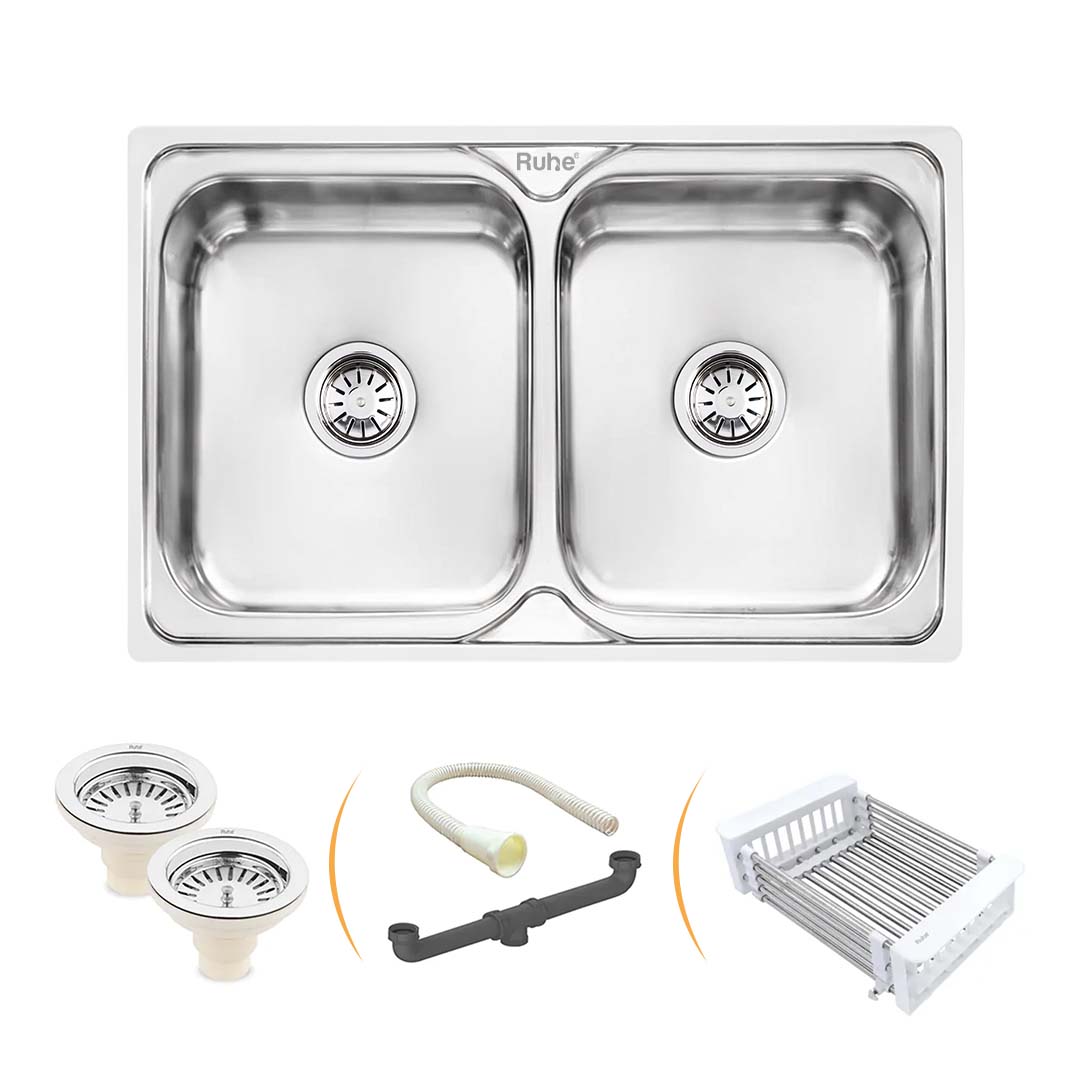 Square Double Bowl (32 x 20 x 8 inches) Kitchen Sink - by Ruhe