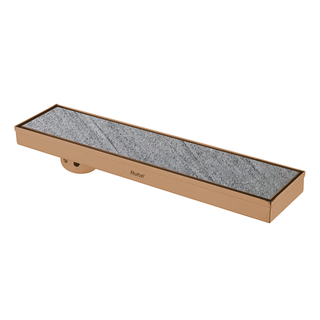 Marble Insert Shower Drain Channel (24 x 4 Inches) ROSE GOLD PVD Coated