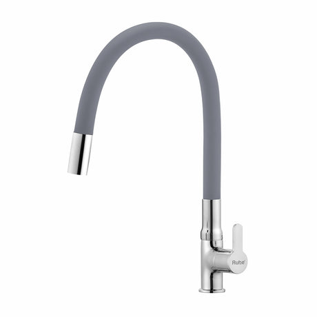 Pavo Swan Neck Brass Faucet with Silicone Grey Flexible Spout