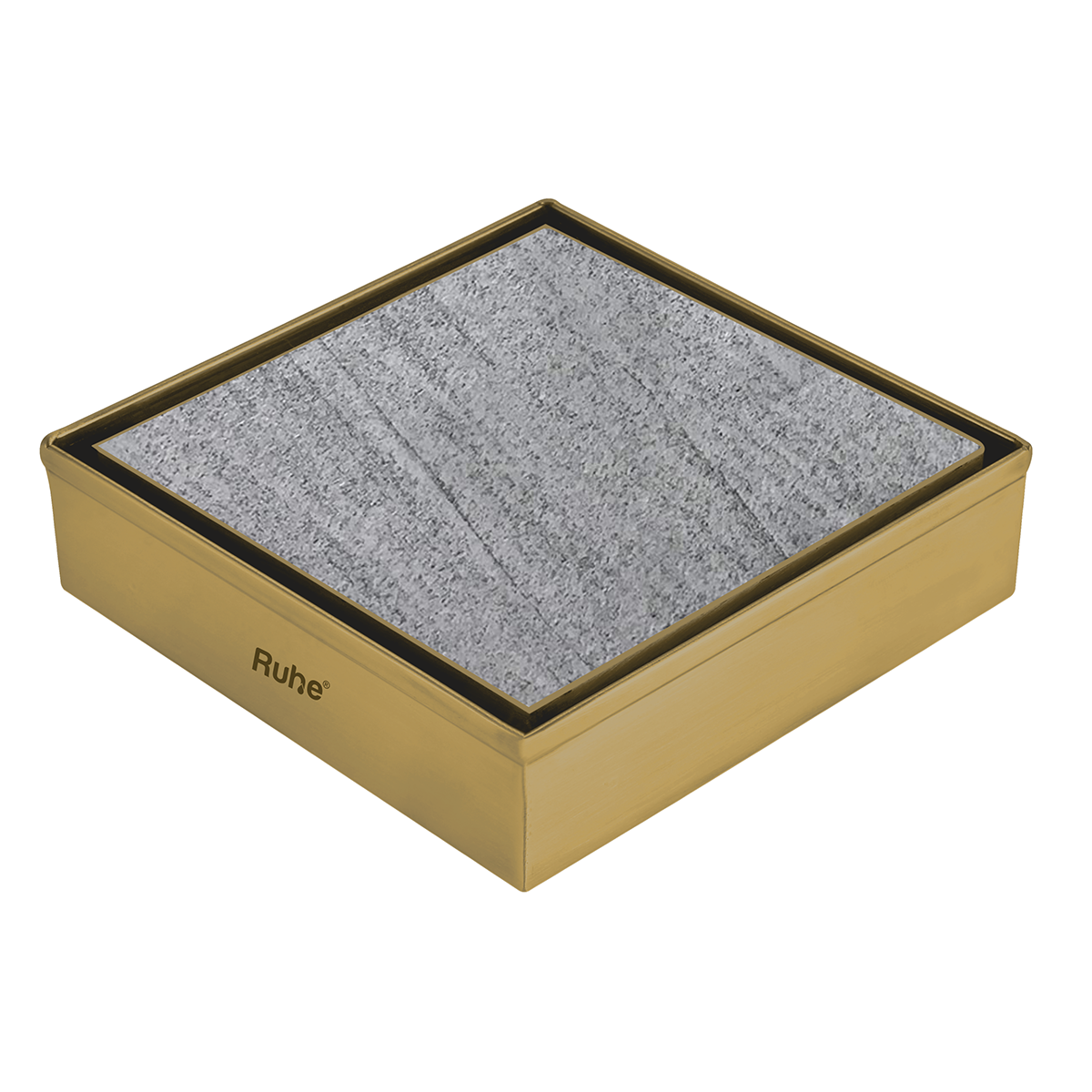 Marble Insert Shower Drain Channel (6 x 6 Inches) YELLOW GOLD PVD Coated - by Ruhe®