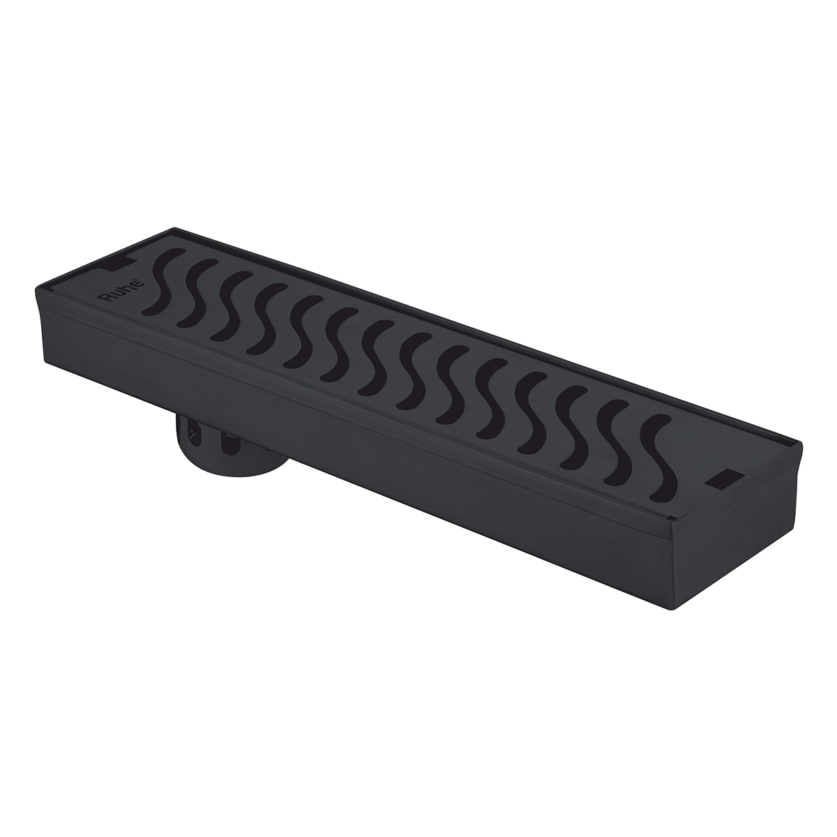 Wave Shower Drain Channel (24 x 3 Inches) Black PVD Coated - by Ruhe®