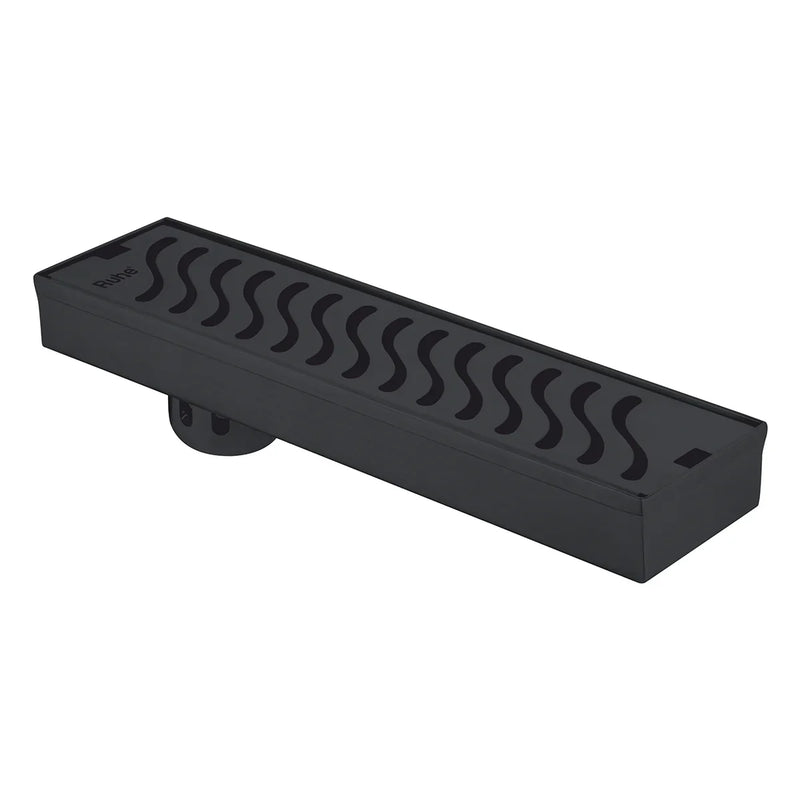 Wave Shower Drain Channel (24 x 3 Inches) Black PVD Coated - by Ruhe