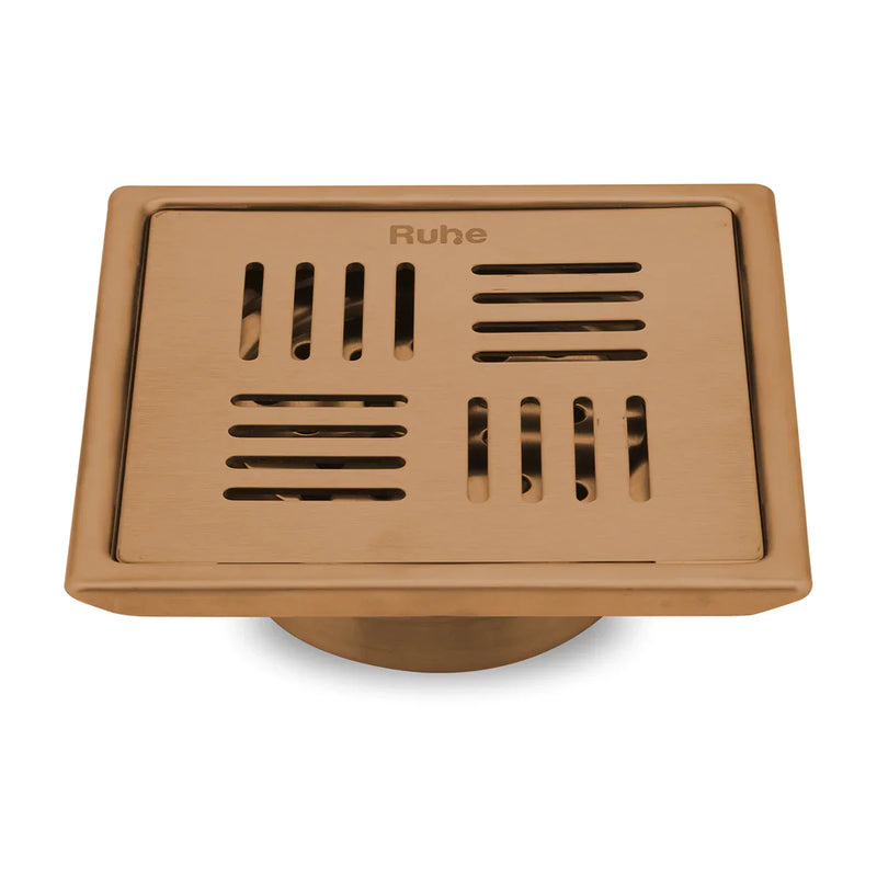 Ruby Square Flat Cut Antique Copper Floor Drain