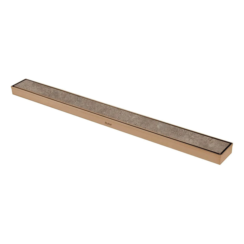 Marble Insert Shower Drain Channel (40 x 2 Inches) Antique Copper PVD Coated - by Ruhe