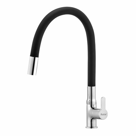Pavo Swan Neck Brass Faucet with Silicone Black Flexible Spout