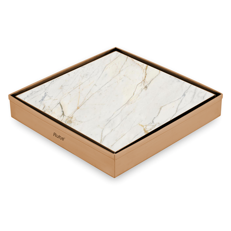 Marble-Insert Shower Drain Channel (8 x 8 Inches)