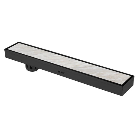 Marble-Insert Shower Drain Channel Black (3 Inches)