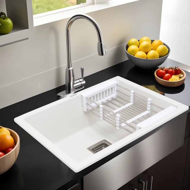 Quartz Single Bowl Kitchen Sink Coloured (21 x 18 x 9 Inches)