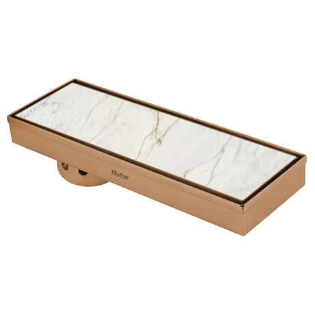 Marble-Insert Shower Drain Channel (4 Inches)